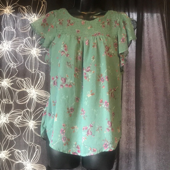 Japna Tops - Green Floral Blouse
